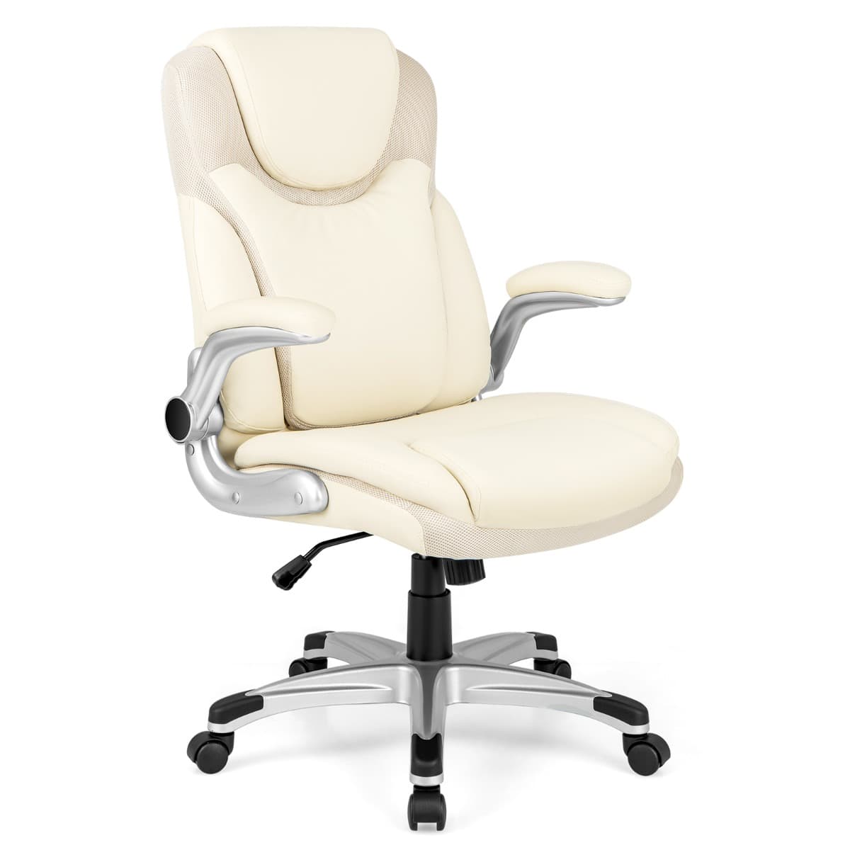 Chaise de Bureau de Direction en Cuir Pu à Bascule Hauteur Réglable Chaise de Travail Ergonomique av