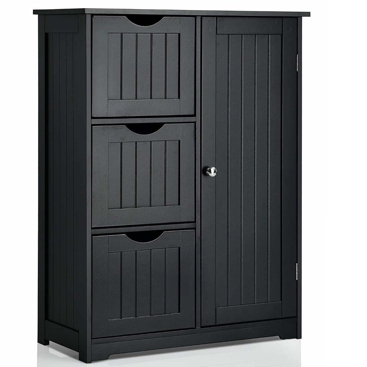 CostwayMeuble de Rangement avec 3 Tiroirs&1 Placard Étagère Réglable pour Salon Salle de Bain Chambre Bureau 60x30x81 cm Noir