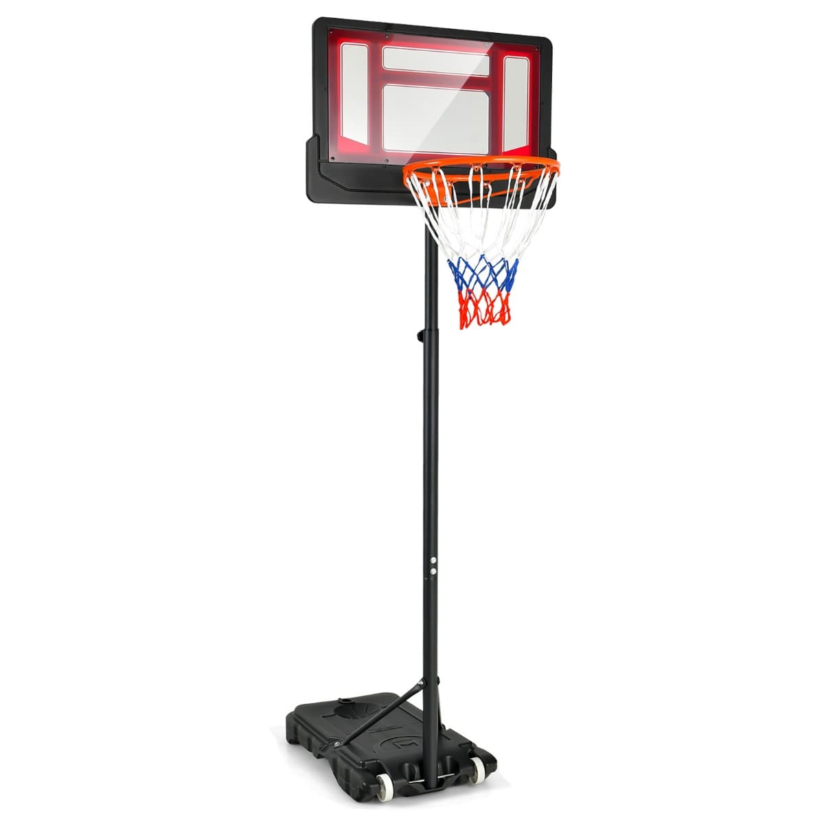 CostwayPanier de Basket pour Enfants Jouet de But de Basket Résistant aux Intempéries avec Hauteur Réglable de 132 à 250 CM Rouge