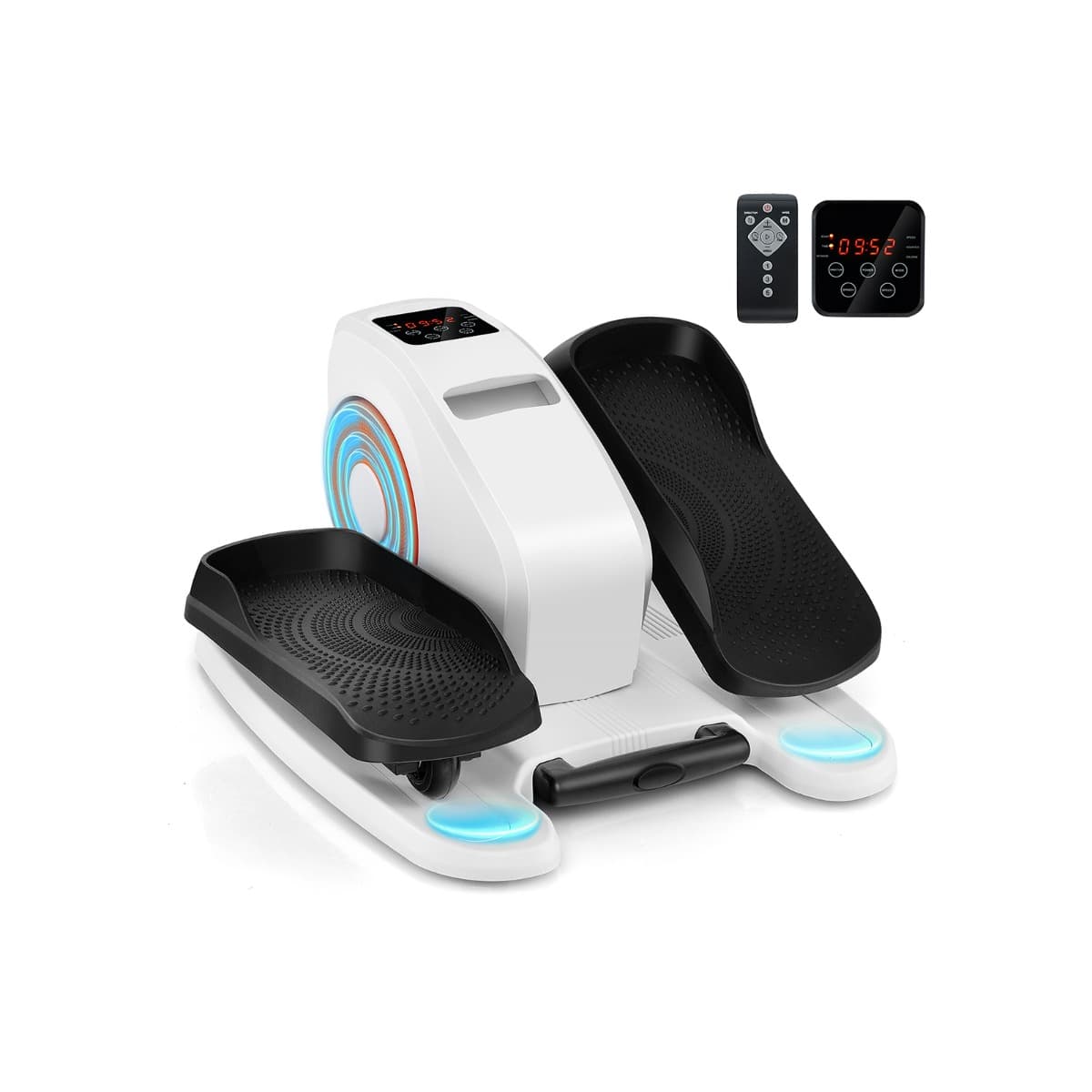 CostwayAppareil Elliptique de Bureau Portable avec Écran d'Affichage Pédale d'Exercice Électrique pour Personnes Âgées avec Télécommande Blanc