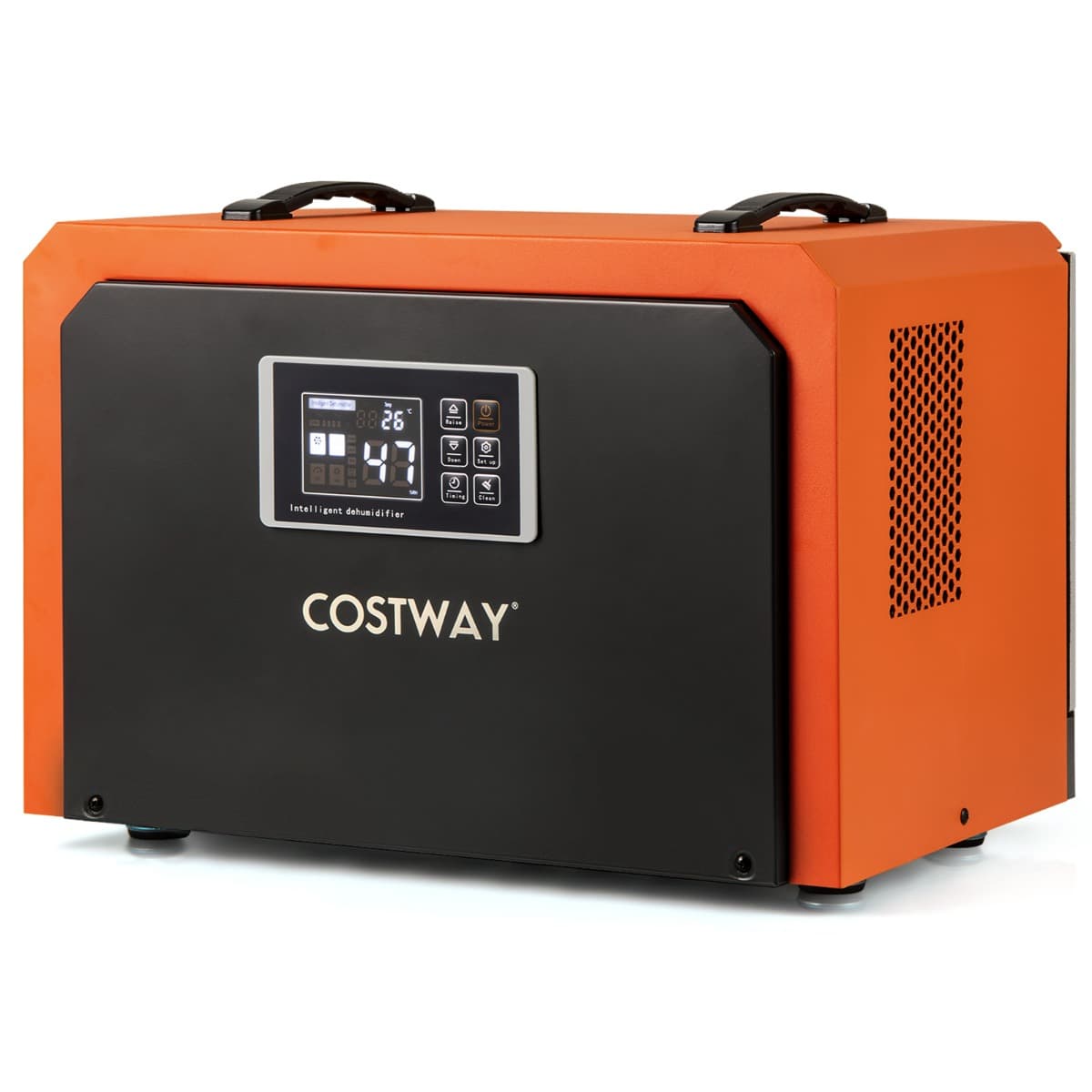 CostwayDéshumidificateur pour Vide Sanitaire de 60L avec Minuterie 24H pour Sous-sol Chantier Restauration des Dégats d'Eau jusqu'à 560 ㎡ Orange